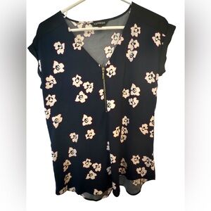 Express Navy Floral Women's Blouse